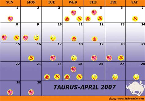 Taurus Good Days Calendar